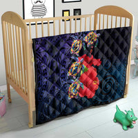 Pasifika Festival Quilt Plumeria Turtles with Hibiscus - Polynesian Art Tattoo Dark Navy Color LT03 - Polynesian Pride