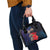 Pasifika Festival Shoulder Handbag Plumeria Turtles with Hibiscus - Polynesian Art Tattoo Dark Navy Color