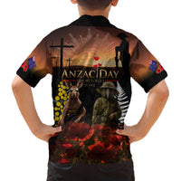 New Zealand and Australia ANZAC Day Family Matching Off Shoulder Short Dress and Hawaiian Shirt Kiwi Bird and Kangaroo Soldier LT03 - Polynesian Pride