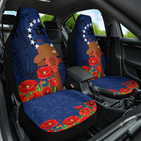 Cook Islands ANZAC Day Car Seat Cover Soldier Paying Respect We Shall Remember Them LT03 One Size Blue - Polynesian Pride