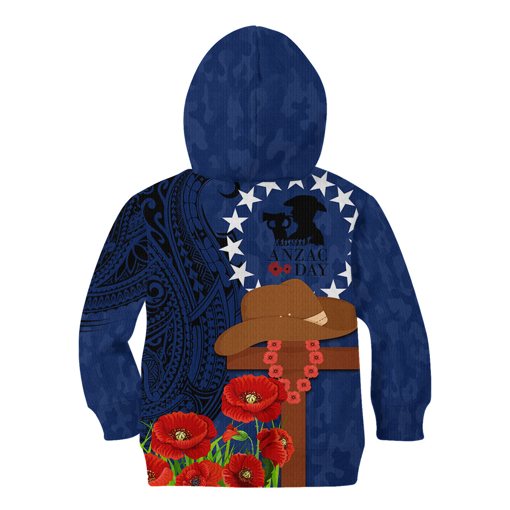Cook Island ANZAC Day Kid Hoodie Soldier Paying Respect We Shall Remember Them LT03 - Polynesian Pride