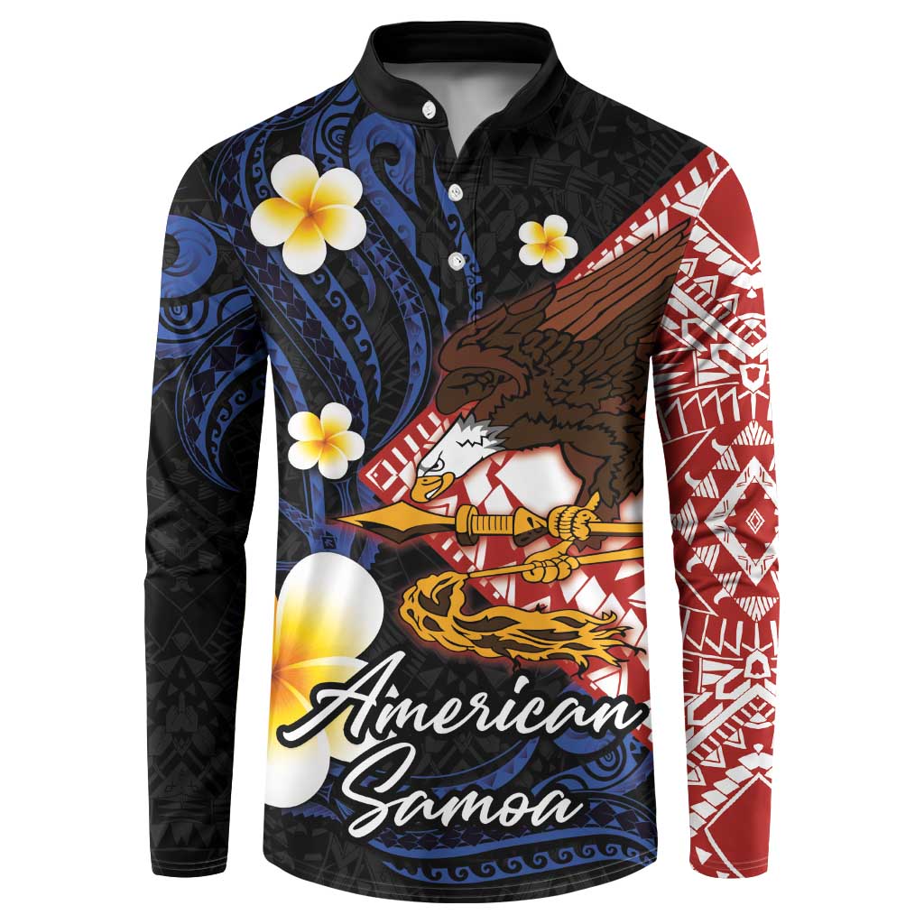 American Samoa Flag Day Button Sweatshirt Polynesian Tatau Art and Plumeria