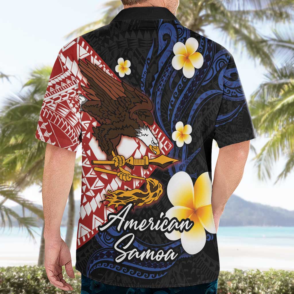 American Samoa Flag Day Hawaiian Shirt Polynesian Tatau Art and Plumeria