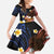 American Samoa Flag Day Kid Short Sleeve Dress Polynesian Tatau Art and Plumeria