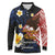 American Samoa Flag Day Long Sleeve Polo Shirt Polynesian Tatau Art and Plumeria