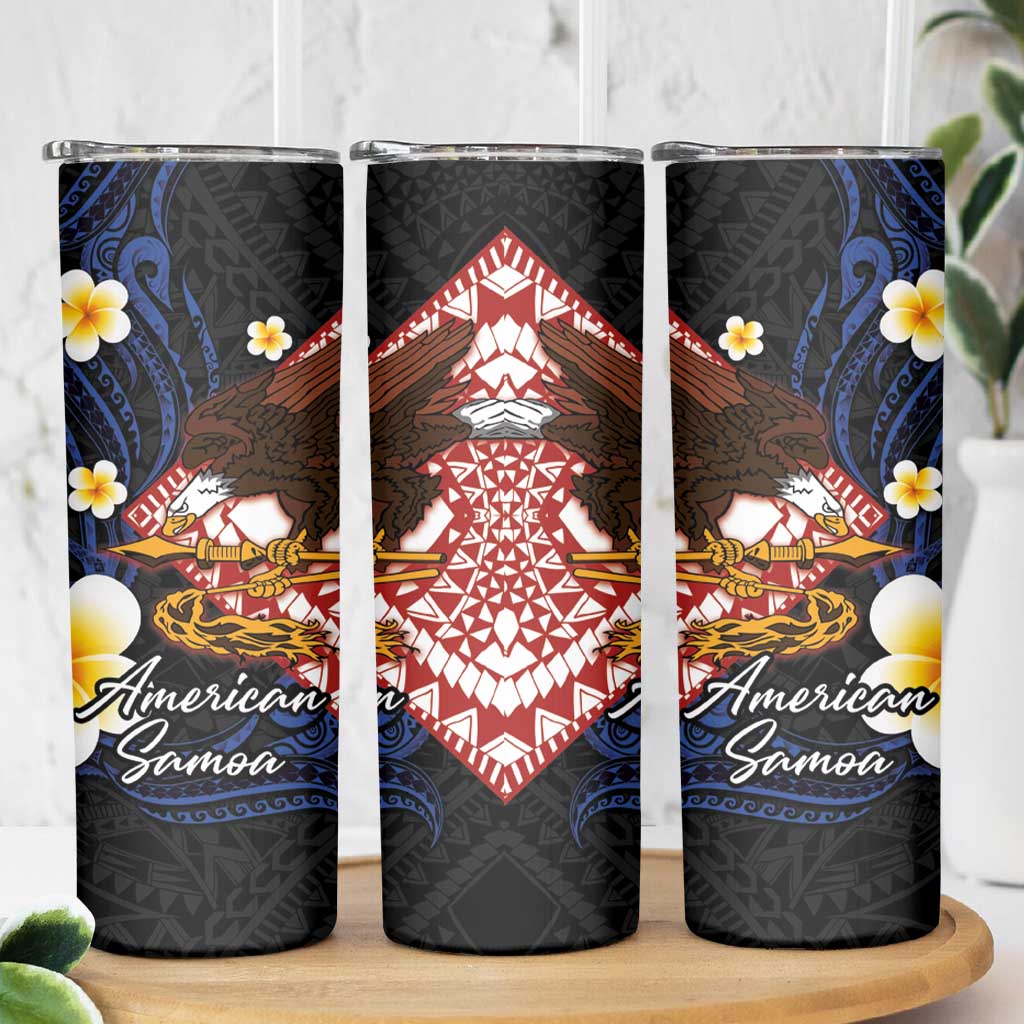 American Samoa Flag Day Skinny Tumbler Polynesian Tatau Art and Plumeria
