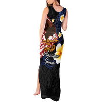 American Samoa Flag Day Tank Maxi Dress Polynesian Tatau Art and Plumeria