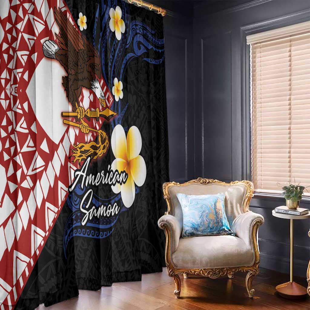 American Samoa Flag Day Window Curtain Polynesian Tatau Art and Plumeria