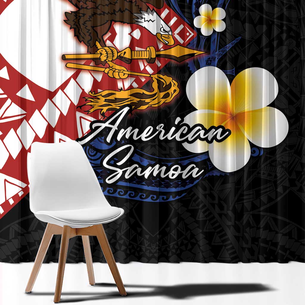 American Samoa Flag Day Window Curtain Polynesian Tatau Art and Plumeria