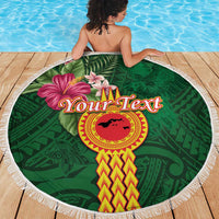 Manuʻa Islands Beach Blanket Polynesian Style with Rooster Tattoo and Tropical Plants