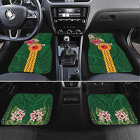 Manuʻa Islands Car Mats Polynesian Style with Rooster Tattoo and Tropical Plants