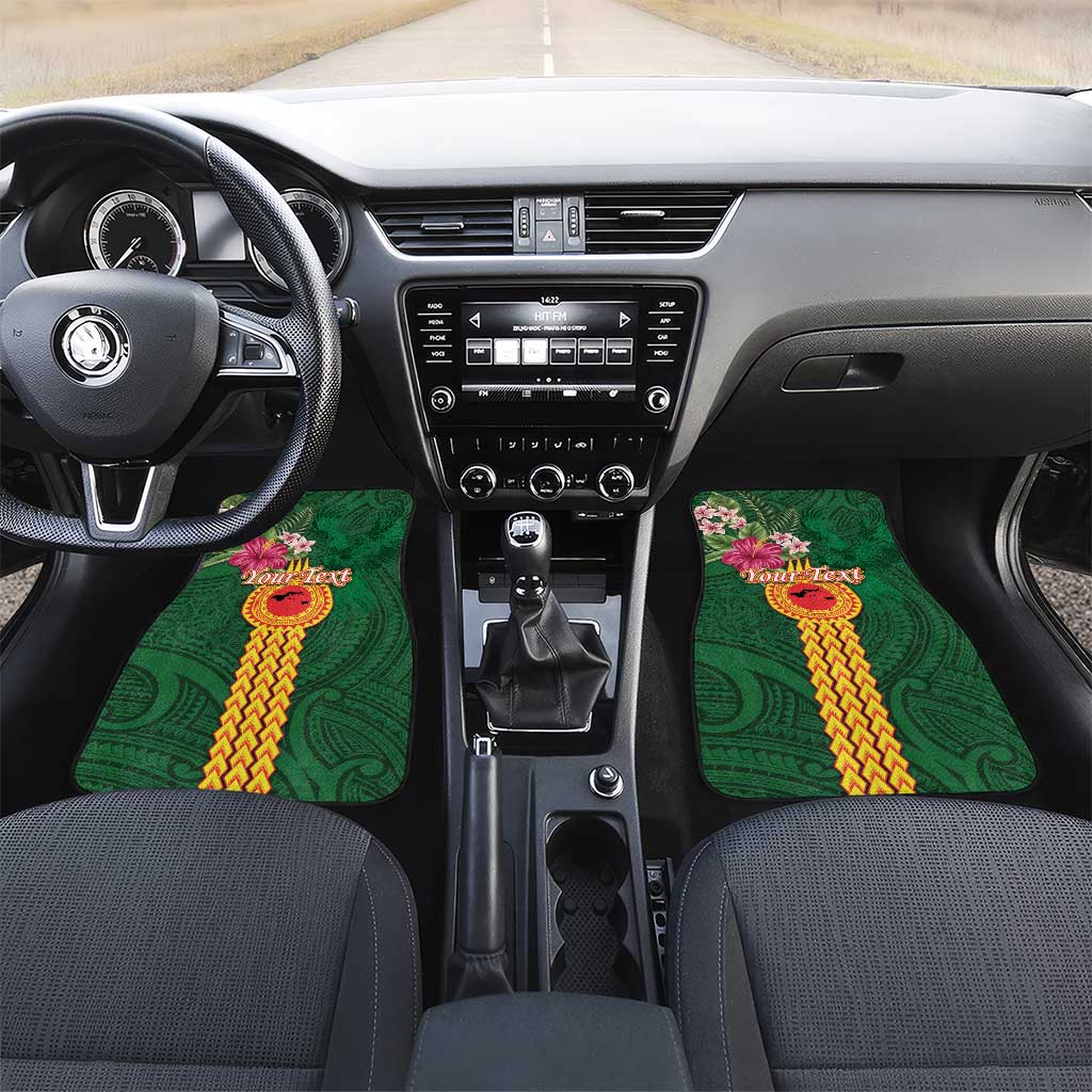 Manuʻa Islands Car Mats Polynesian Style with Rooster Tattoo and Tropical Plants
