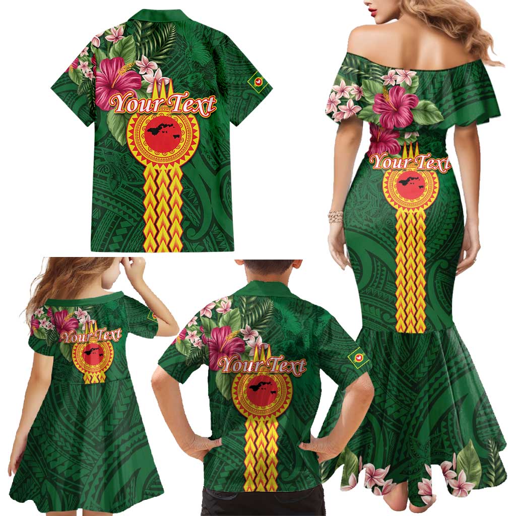 Personalised Manuʻa Islands Family Matching Mermaid Dress and Hawaiian Shirt Polynesian Style with Rooster Tattoo and Tropical Plants LT03 - Polynesian Pride