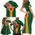 Manuʻa Islands Family Matching Short Sleeve Bodycon Dress and Hawaiian Shirt Polynesian Style with Rooster Tattoo and Tropical Plants