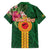 Manuʻa Islands Family Matching Short Sleeve Bodycon Dress and Hawaiian Shirt Polynesian Style with Rooster Tattoo and Tropical Plants