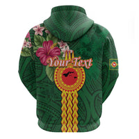 Manuʻa Islands Hoodie Polynesian Style with Rooster Tattoo and Tropical Plants
