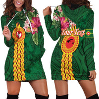Manuʻa Islands Hoodie Dress Polynesian Style with Rooster Tattoo and Tropical Plants