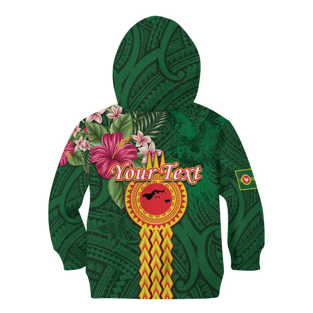 Manuʻa Islands Kid Hoodie Polynesian Style with Rooster Tattoo and Tropical Plants