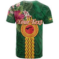 Manuʻa Islands T Shirt Polynesian Style with Rooster Tattoo and Tropical Plants