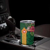 Manu'a Tumbler Cup Polynesian Style with Rooster Tattoo and Tropical Plants
