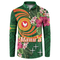 Manuʻa Islands Button Sweatshirt Polynesian Art Tattoo Style and Tropical Plants