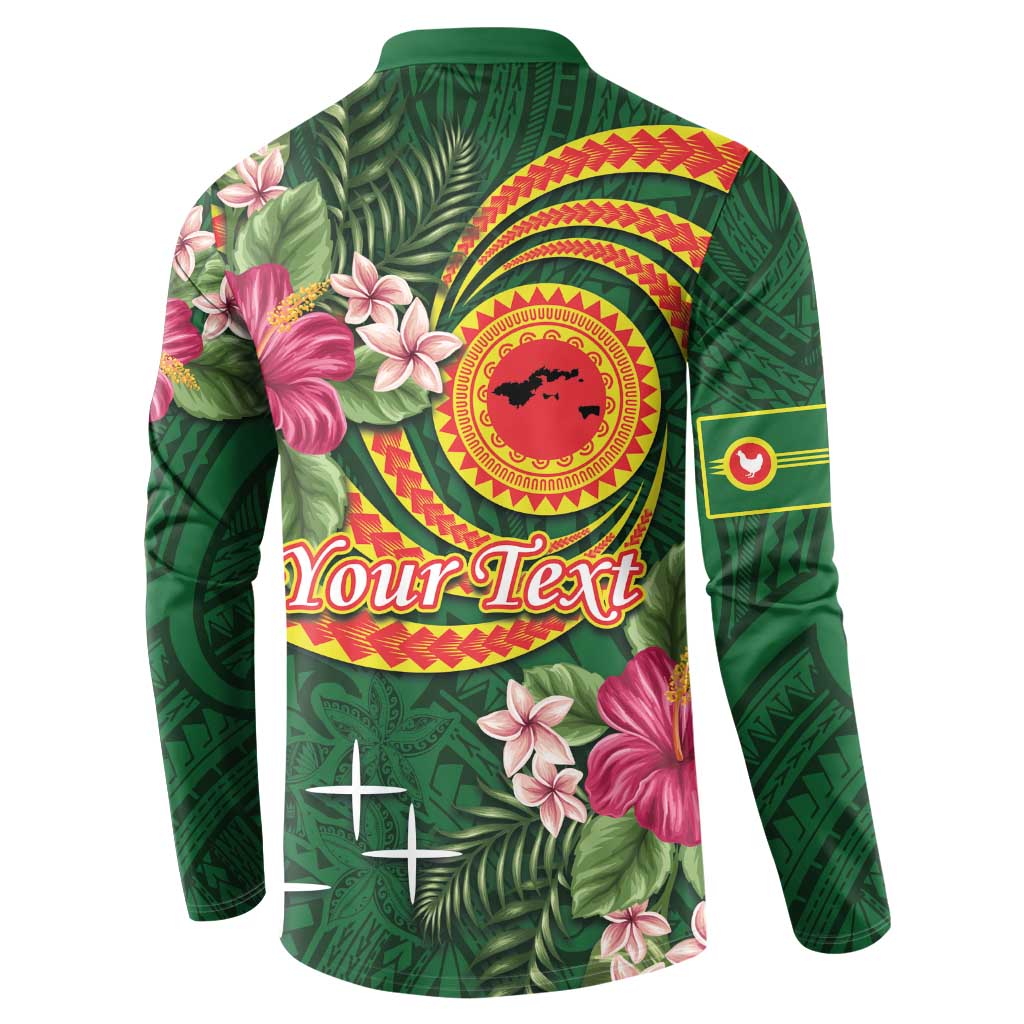 Manuʻa Islands Button Sweatshirt Polynesian Art Tattoo Style and Tropical Plants