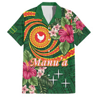 Manuʻa Islands Family Matching Summer Maxi Dress and Hawaiian Shirt Polynesian Art Tattoo Style and Tropical Plants