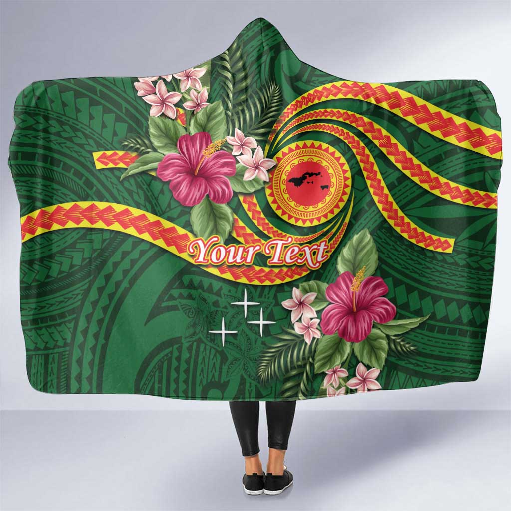 Manuʻa Islands Hooded Blanket Polynesian Art Tattoo Style and Tropical Plants