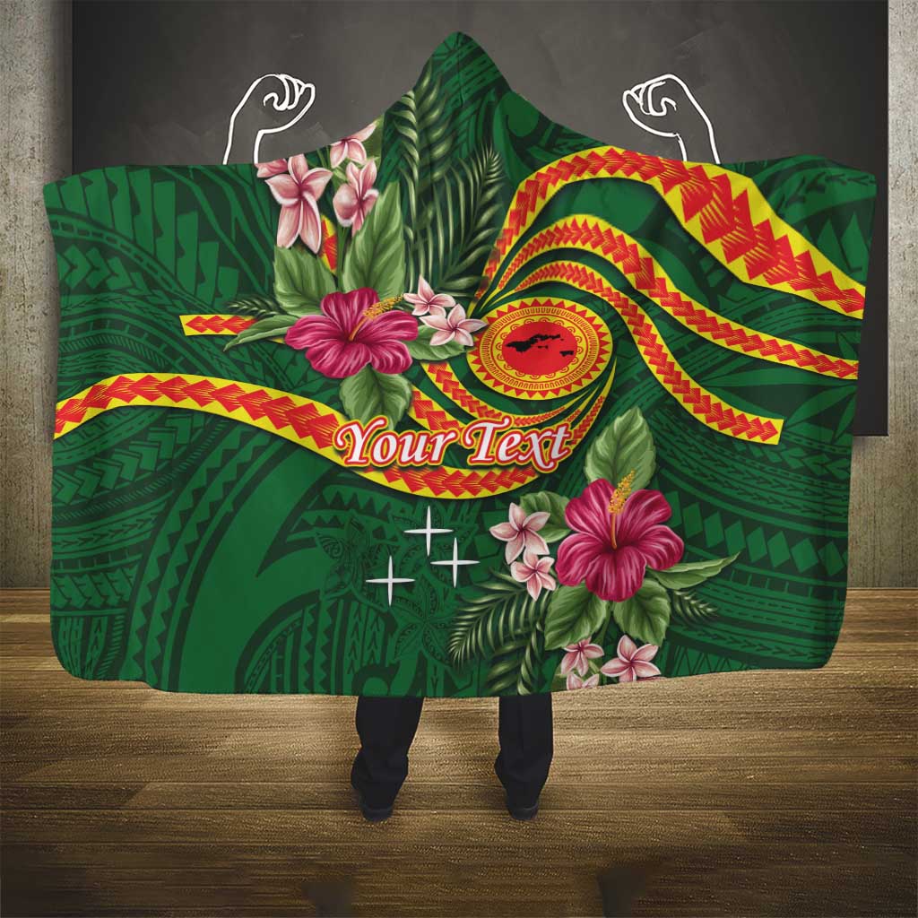 Manuʻa Islands Hooded Blanket Polynesian Art Tattoo Style and Tropical Plants