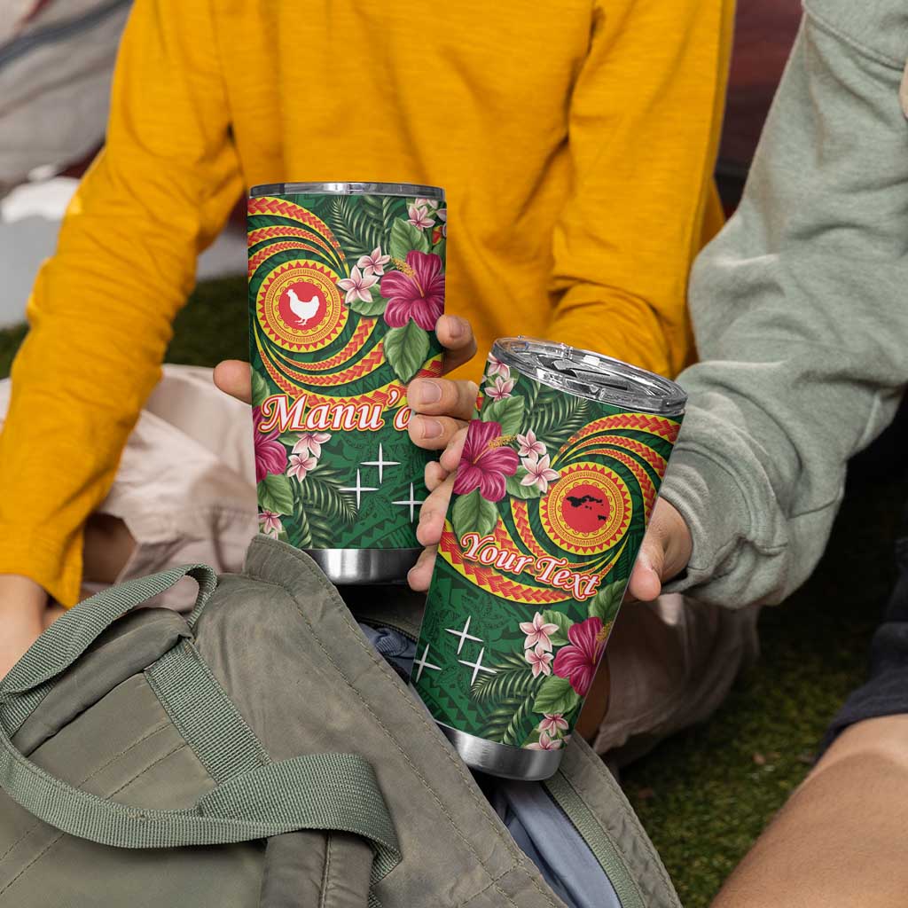 Manu'a Tumbler Cup Polynesian Art Tattoo Style and Tropical Plants