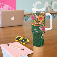 Manu'a Tumbler With Handle Polynesian Art Tattoo Style and Tropical Plants