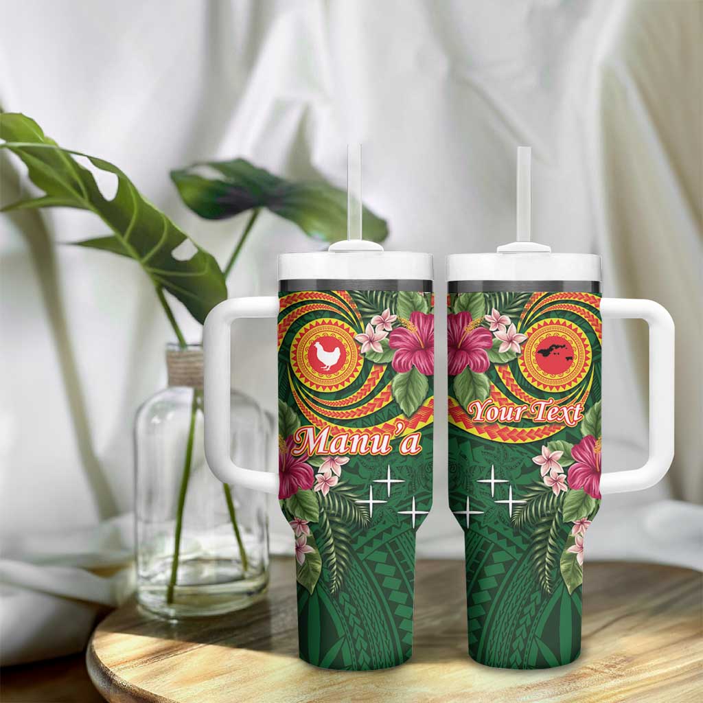Manu'a Tumbler With Handle Polynesian Art Tattoo Style and Tropical Plants