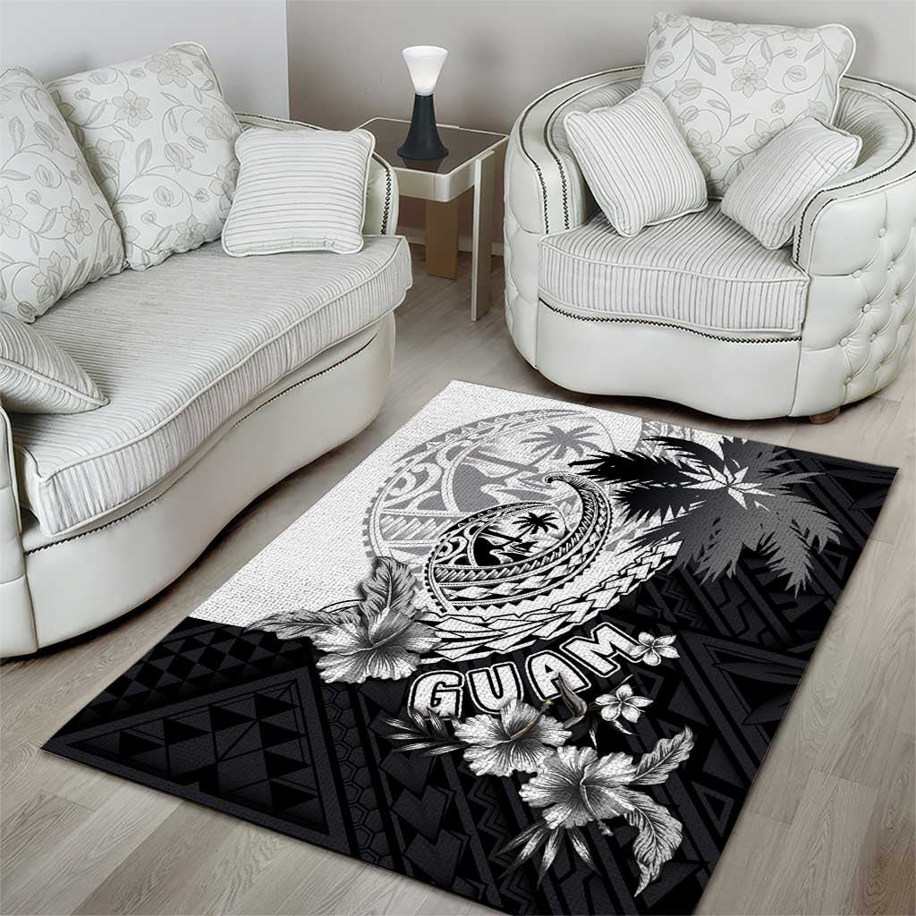 Hafa Adai Guam Area Rug Polynesian Palm Tree Tattoo Hibiscus and Plumeria Art