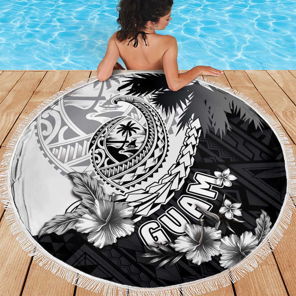 Hafa Adai Guam Beach Blanket Polynesian Palm Tree Tattoo Hibiscus and Plumeria Art