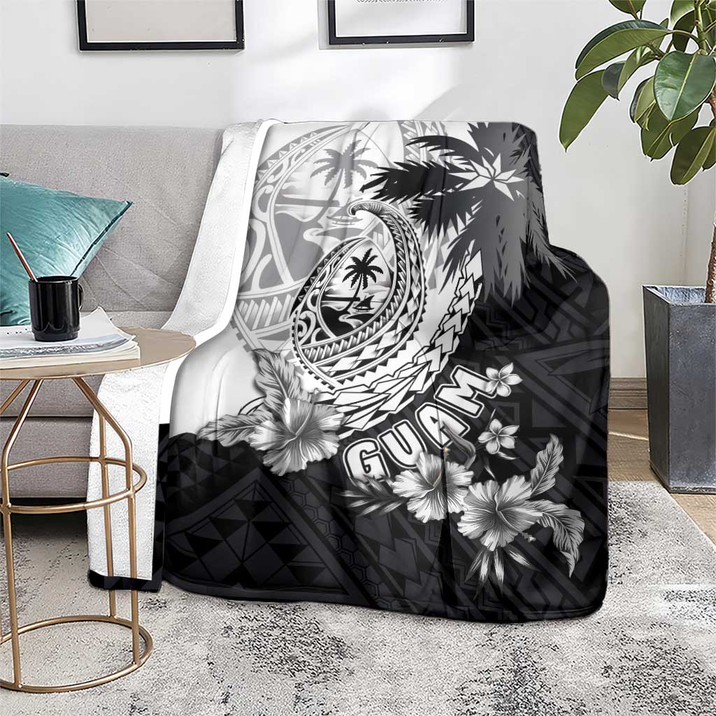 Hafa Adai Guam Blanket Polynesian Palm Tree Tattoo Hibiscus and Plumeria Art