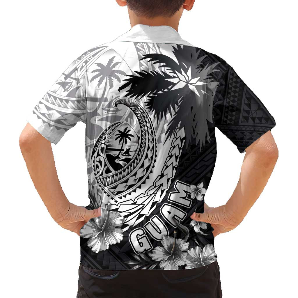 Hafa Adai Guam Family Matching Long Sleeve Bodycon Dress and Hawaiian Shirt Polynesian Palm Tree Tattoo Hibiscus and Plumeria Art LT03 - Polynesian Pride