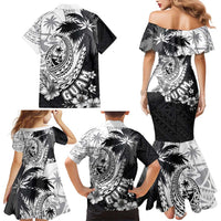 Hafa Adai Guam Family Matching Mermaid Dress and Hawaiian Shirt Polynesian Palm Tree Tattoo Hibiscus and Plumeria Art LT03 - Polynesian Pride