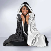 Hafa Adai Guam Hooded Blanket Polynesian Palm Tree Tattoo Hibiscus and Plumeria Art