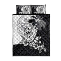 Hafa Adai Guam Quilt Bed Set Polynesian Palm Tree Tattoo Hibiscus and Plumeria Art