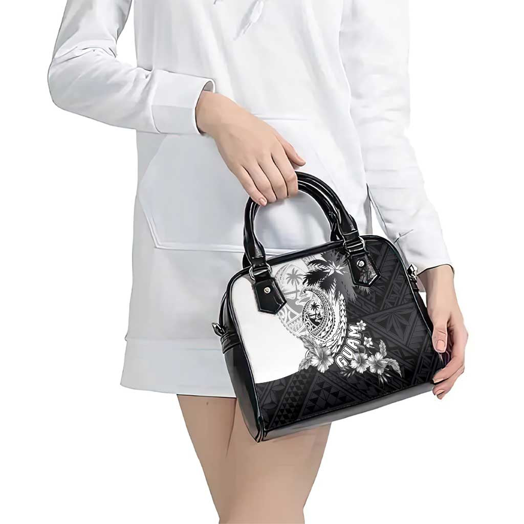 Hafa Adai Guam Shoulder Handbag Polynesian Palm Tree Tattoo Hibiscus and Plumeria Art