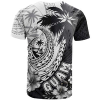 Hafa Adai Guam T Shirt Polynesian Palm Tree Tattoo Hibiscus and Plumeria Art