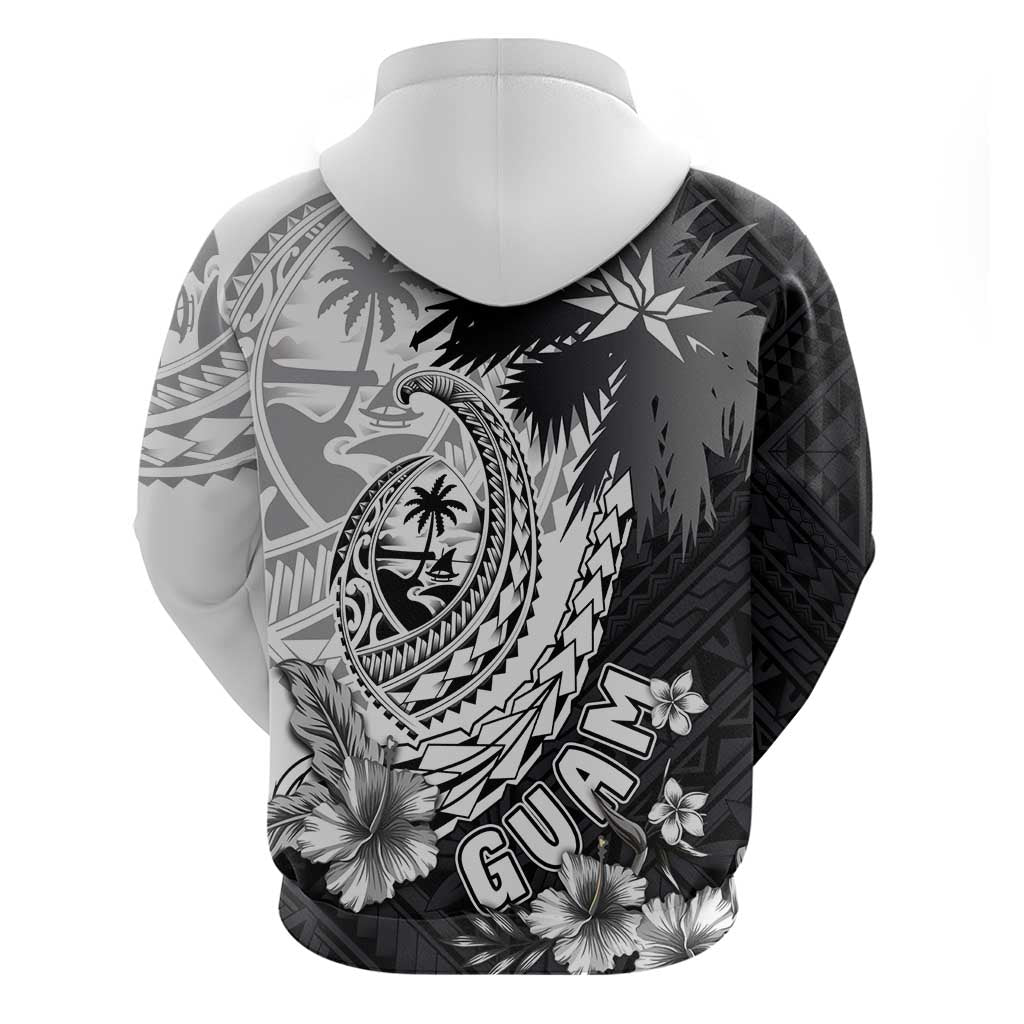 Hafa Adai Guam Zip Hoodie Polynesian Palm Tree Tattoo Hibiscus and Plumeria Art LT03 - Polynesian Pride