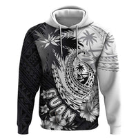 Hafa Adai Guam Zip Hoodie Polynesian Palm Tree Tattoo Hibiscus and Plumeria Art LT03 Pullover Hoodie Black - Polynesian Pride
