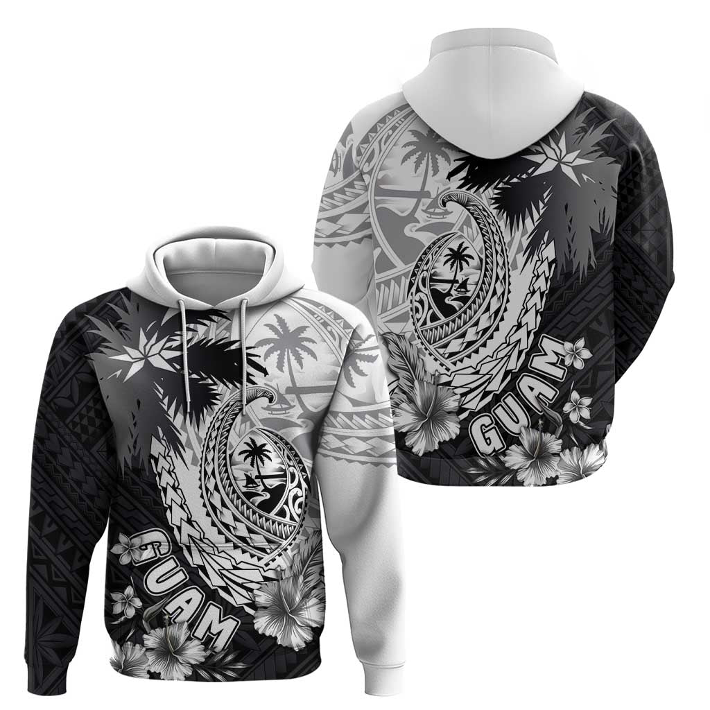Hafa Adai Guam Zip Hoodie Polynesian Palm Tree Tattoo Hibiscus and Plumeria Art LT03 - Polynesian Pride