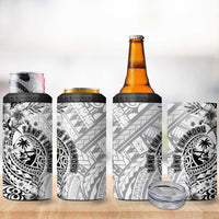 Guam-Land of the Chamorro 4 in 1 Can Cooler Tumbler Polynesian Tattoo Style Hibiscus and Plumeria Art