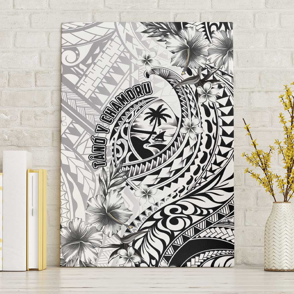 Guam-Land of the Chamorro Canvas Wall Art Polynesian Tattoo Style Hibiscus and Plumeria Art