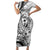 Guam-Land of the Chamorro Family Matching Short Sleeve Bodycon Dress and Hawaiian Shirt Polynesian Tattoo Style Hibiscus and Plumeria Art