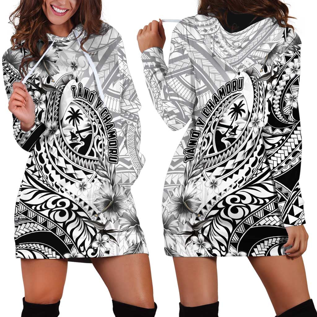 Guam-Land of the Chamorro Hoodie Dress Polynesian Tattoo Style Hibiscus and Plumeria Art