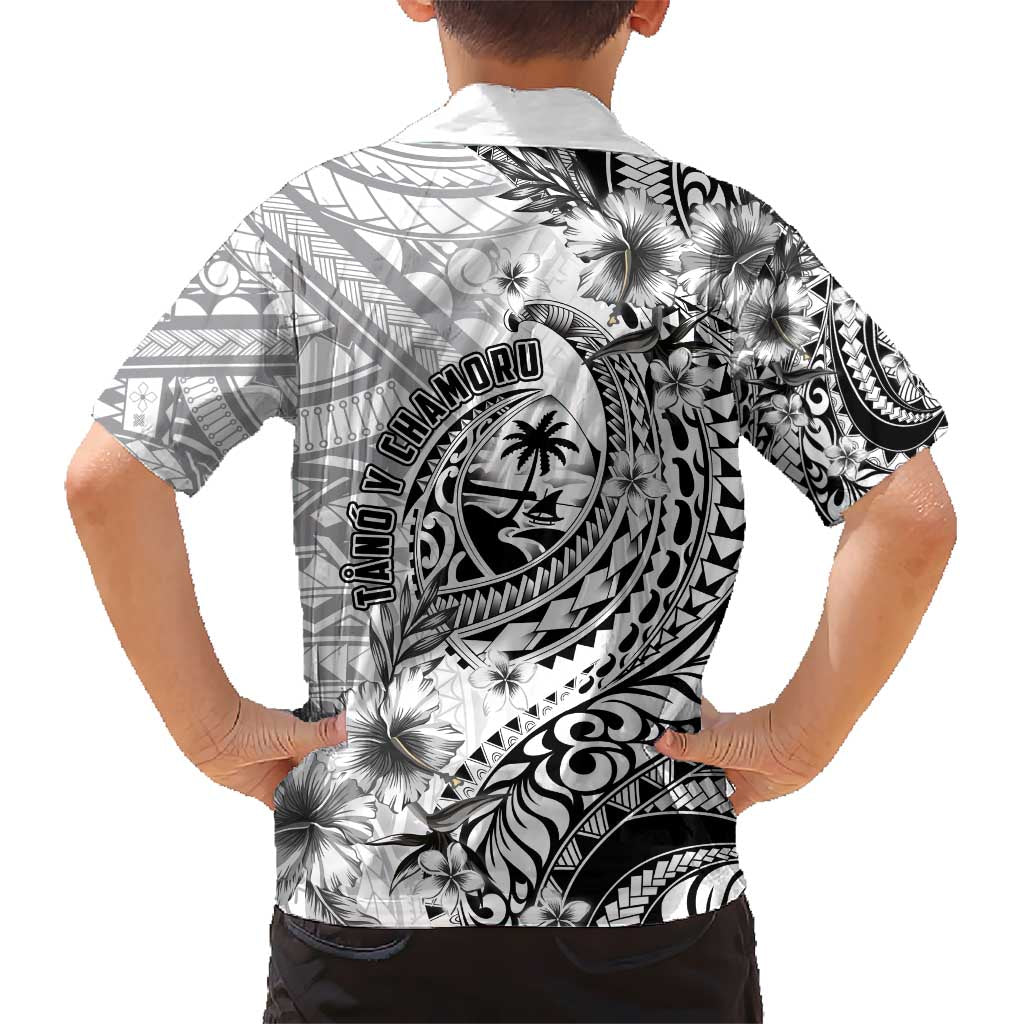 Guam-Land of the Chamorro Kid Hawaiian Shirt Polynesian Tattoo Style Hibiscus and Plumeria Art