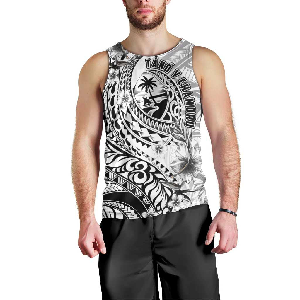 Guam-Land of the Chamorro Men Tank Top Polynesian Tattoo Style Hibiscus and Plumeria Art LT03 - Polynesian Pride